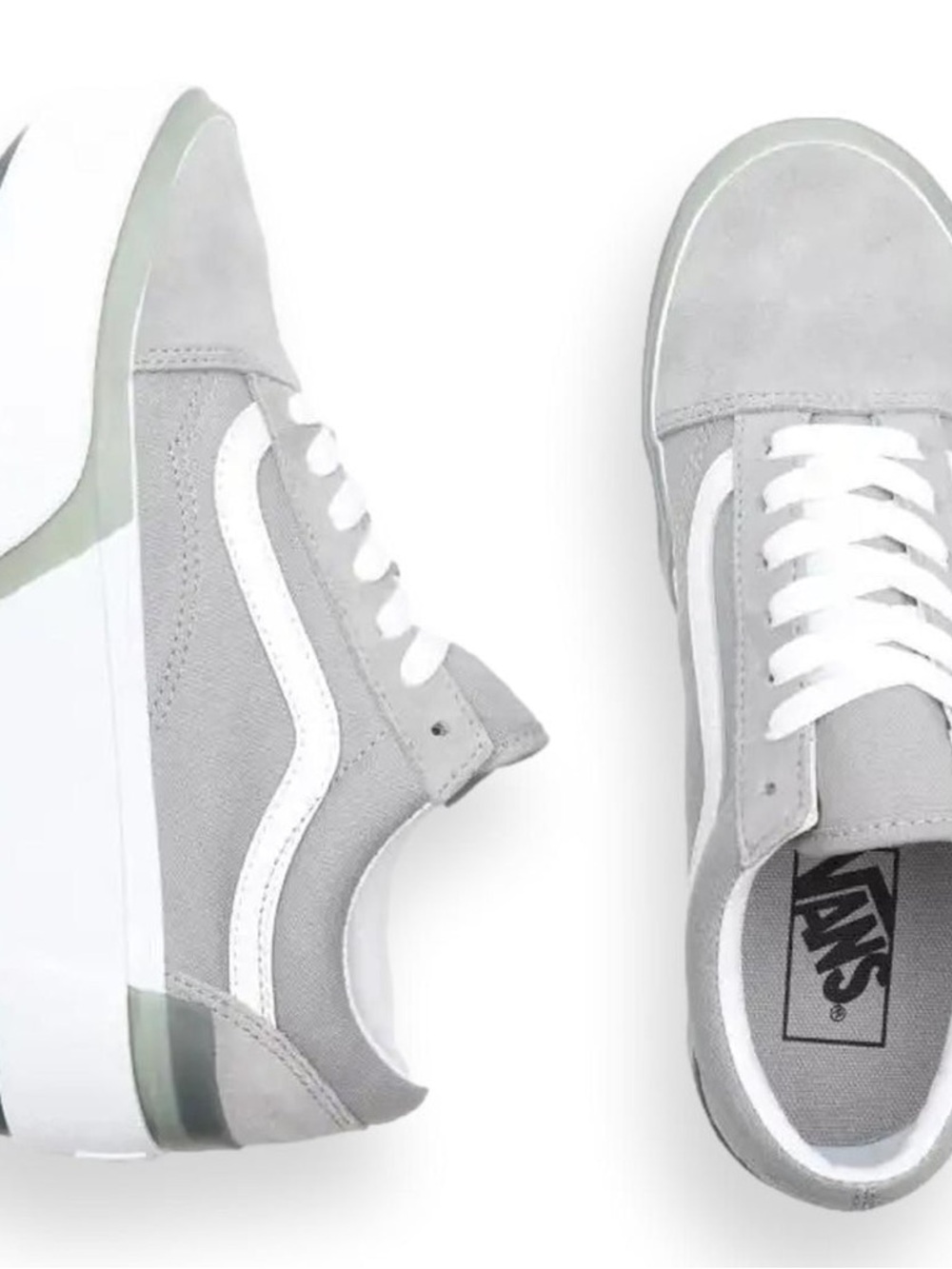 Vans Gray and White Old Skool Platform Sneakers